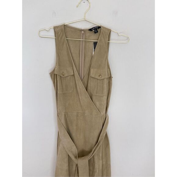 LAUREN RALPH LAUREN Belted 100% Goat Suede Sleeveless Dress Size 6 NWT - Picture 3 of 11